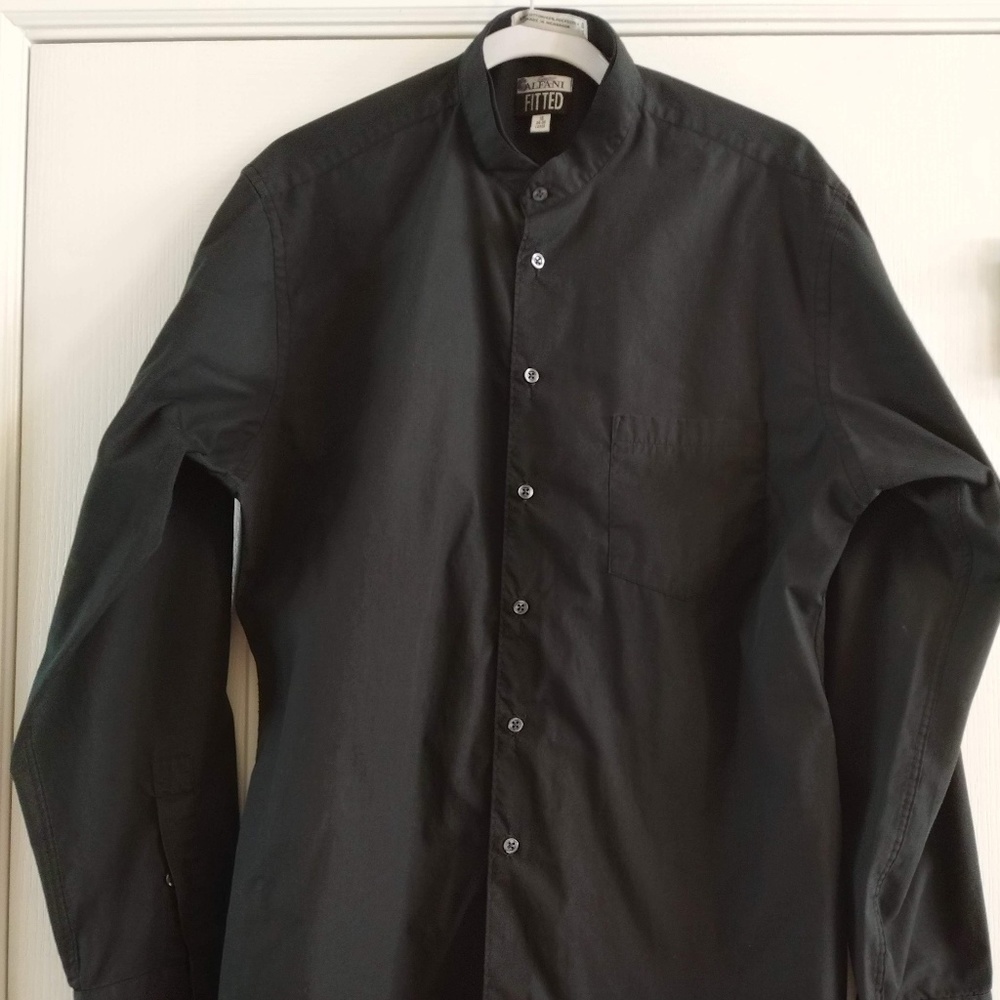 Men's Alfani black fitted long sleeve dress shirt